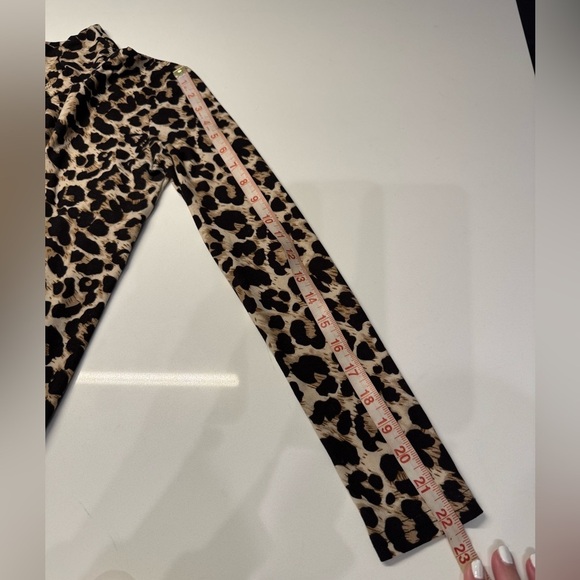 Black Brown Leopard bodysuit long sleeve mock neck size small - Picture 11 of 11